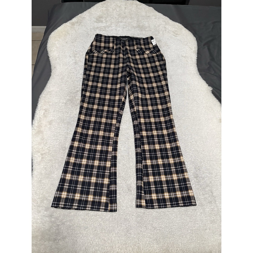 NWT Liverpool Stella Pull On Kick Flare Plaid Dress Pants Size 4 / 27 Knit New